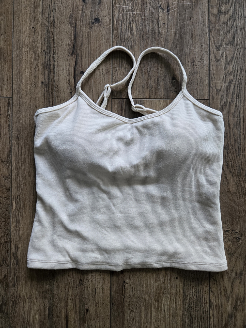 Klassy Network Cream Ribbed Brami Tank Top, Size S